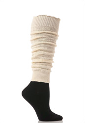 Ladies 1 Pair Elle Fine Cable Knit Leg Warmers (Cream)