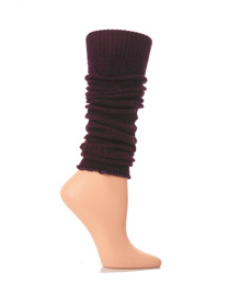 Ladies 1 Pair Elle Fine Cable Knit Leg Warmers (Purple)